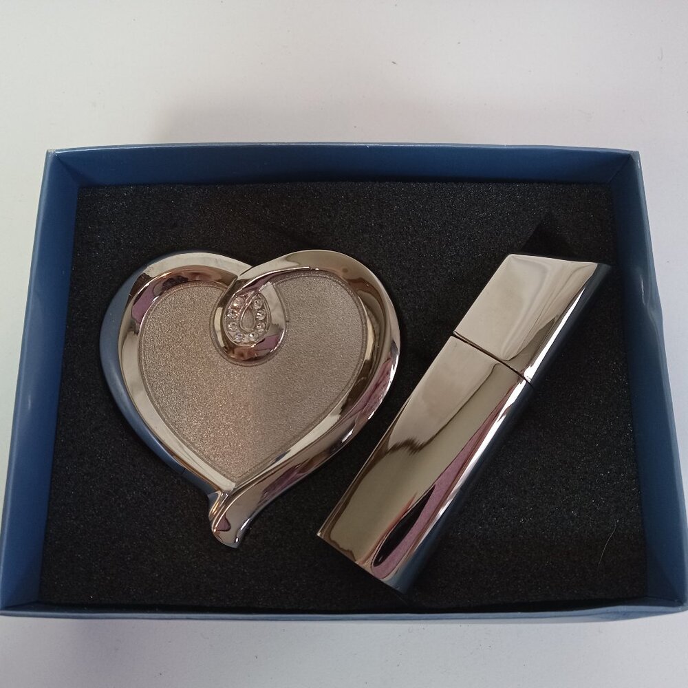 Things Remembered Swarovski Ribbon Heart Compact & Perfume Bottle Atomizer